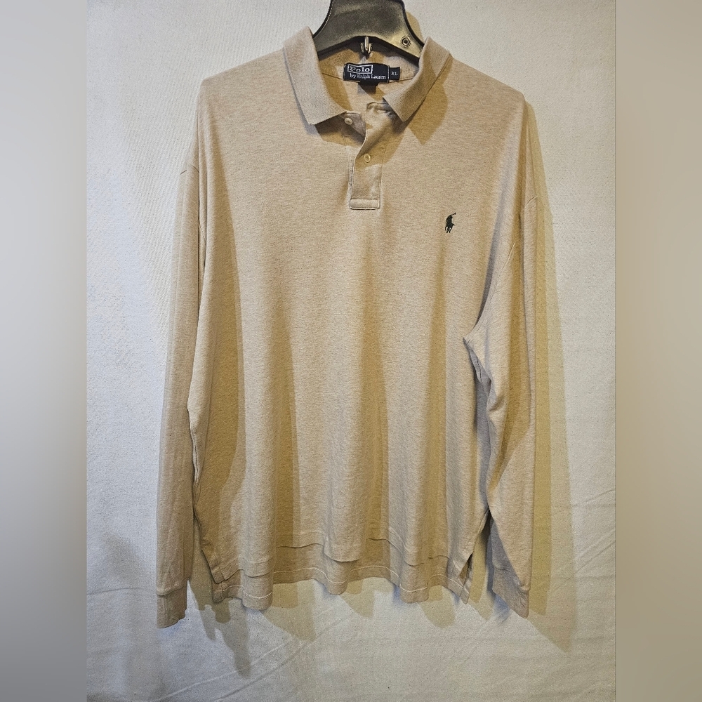 Ralph Lauren Long Sleeve Men's Beige Polo Shirt